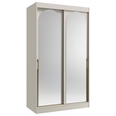 Šatní skříň MODIN | se zrcadlem | 120 cm | kašmír/zlaté úchyty