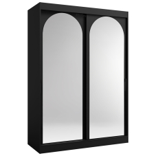 Šatní skříň MODIN | se zrcadlem | 150 cm | černá/černé úchyty
