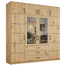 Šatní skříň BELLA se zrcadlem + nástavec | 240 cm | artisan