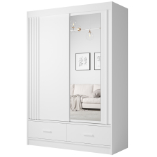 Šatní skříň CANADA CA-21 | 150 cm | se zrcadlem | bílá s bílými úchyty