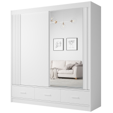 Šatní skříň CANADA CA-21 | 200 cm | se zrcadlem | bílá s bílými úchyty
