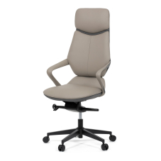 Kancelářské křeslo, šedá ekokůže, houpací mechanismus s aretací ve 4 polohách, kovový kříž, kolečka pro tvrdé povrchy