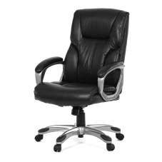 Kancelářské křeslo, černá ekokůže, plastový kříž, houpací mechanismus
