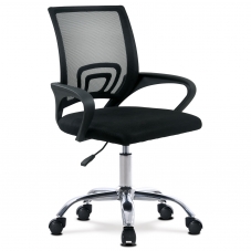 Kancelářská židle, potah černá látka MESH a síťovina MESH, výškově nastavitelná, kovový chromovaný k