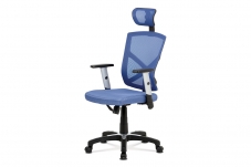 Kancelářská židle, potah modrá látka MESH a síťovina, MESH, černý plastový kříž,