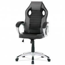 Herní židle, tmavě šedá a černá ekokůže, houpací mechanismus