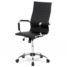 Kancelářská židle, černá ekokůže, houpací mechanismus, kovový chromovaný kříž