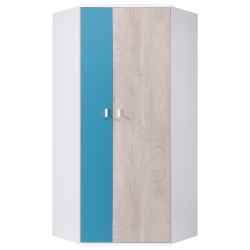 PLANET m | šatní skříň PL2 UNI provedení | 90 cm | modrá/dub/bílá