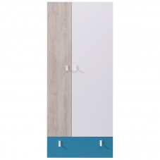 PLANET m | šatní skříň PL3 | 80 cm | modrá/dub/bílá