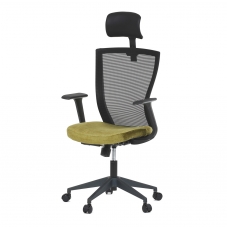 Kancelářská židle, černá MESH síťovina, světle zelená látka, houpací mechanismus, plastový kříž, kol