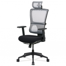 Kancelářská židle, černá látka+bílá síťovina, synchronní mech., plastový kříž