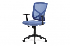 Kancelářská židle, modrá MESH+síťovina, plastový kříž, houpací mechanismus