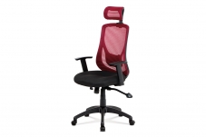 Kancelářská židle, synchronní mech., černá + červená MESH, plast. kříž