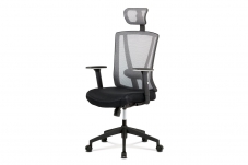 Kancelářská židle, černá MESH+šedá síťovina, plastový kříž, synchronní mechanism