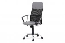 Kancelářská židle, šedá látka, černá MESH, houpací mech, kříž kovový