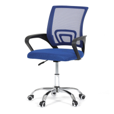 Kancelářská židle, potah modrá látka MESH a síťovina MESH, výškově nastavitelná, kovový chromovaný kříž