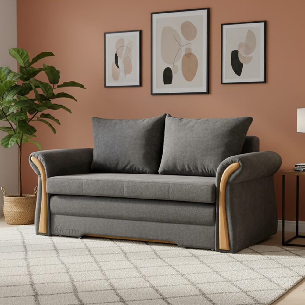 Pohovka NATA | 155 cm | každodenní spaní | VÝBĚR TKANIN a ODSTÍNU DŘEVA