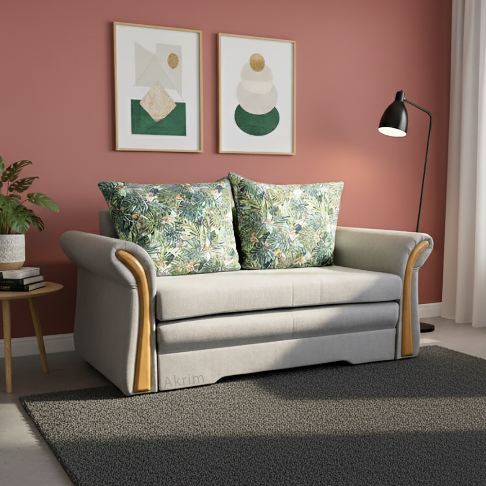 Pohovka NATA | 155 cm | každodenní spaní | VÝBĚR TKANIN a ODSTÍNU DŘEVA