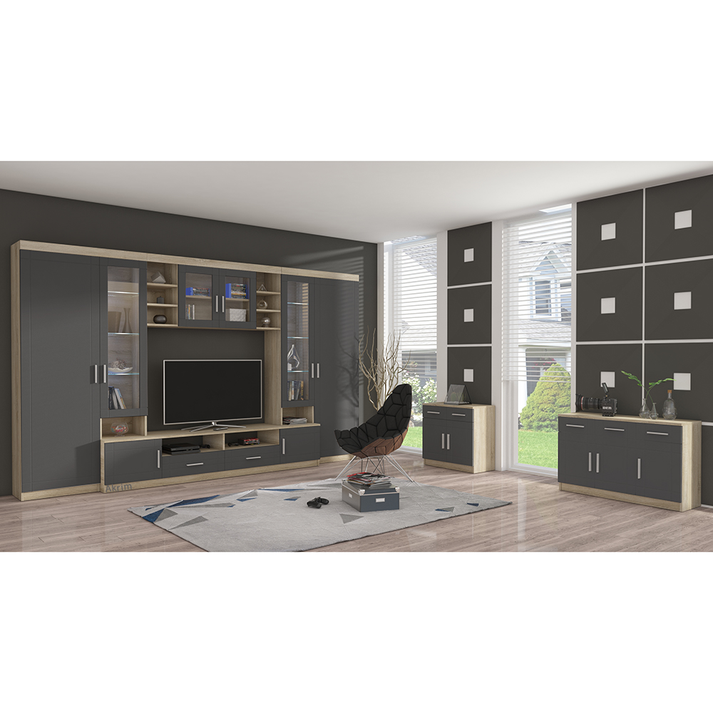 Komoda Paris 3F3S | 103,4 cm | sonoma/grafit MDF