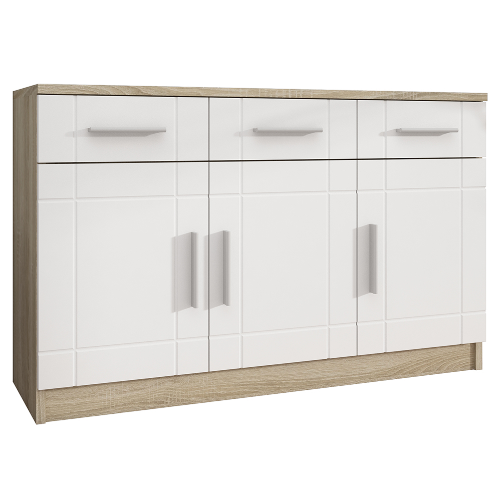 Komoda Paris 3F3S | 103,4 cm | sonoma/bílá MDF