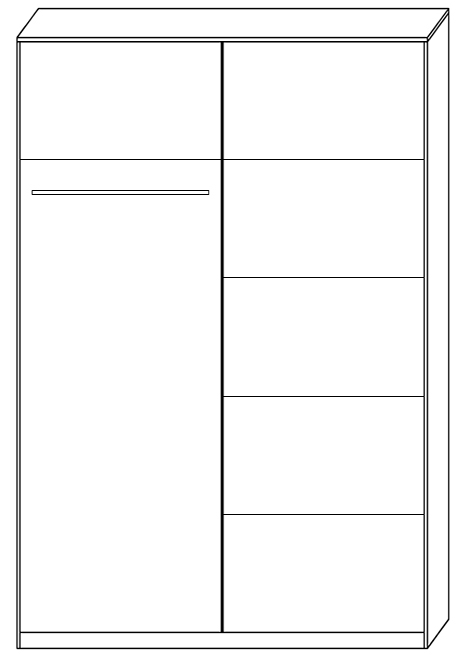 Šatní skříň KARO | 100 cm | se zrcadlem | posuvné dveře | bílá