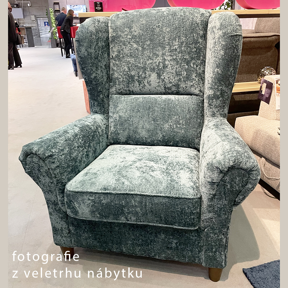 Křeslo ušák BARON | EXTRA POHODLNÉ | VÝBĚR TKANIN A NOŽIČEK