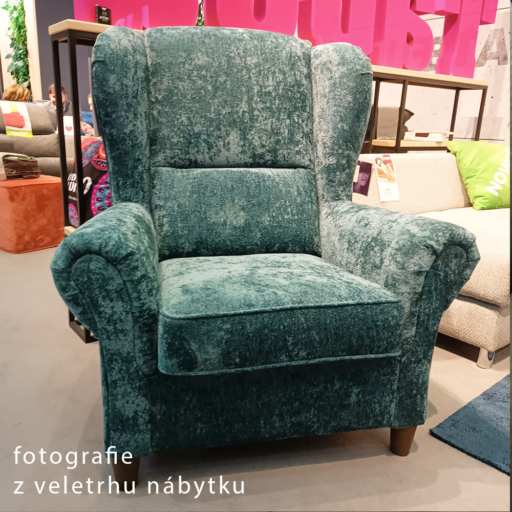 Křeslo ušák BARON | EXTRA POHODLNÉ | VÝBĚR TKANIN A NOŽIČEK