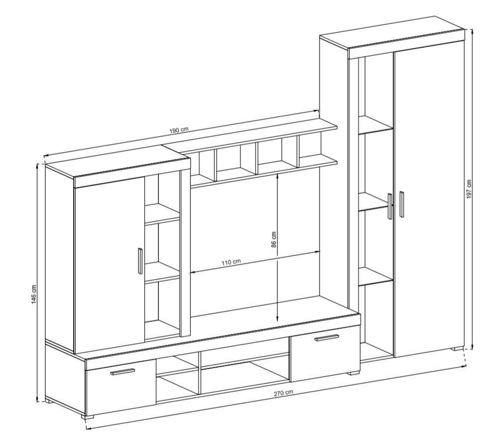 Obývací stěna Tom - sonoma/bílá SKLADEM 1 ks