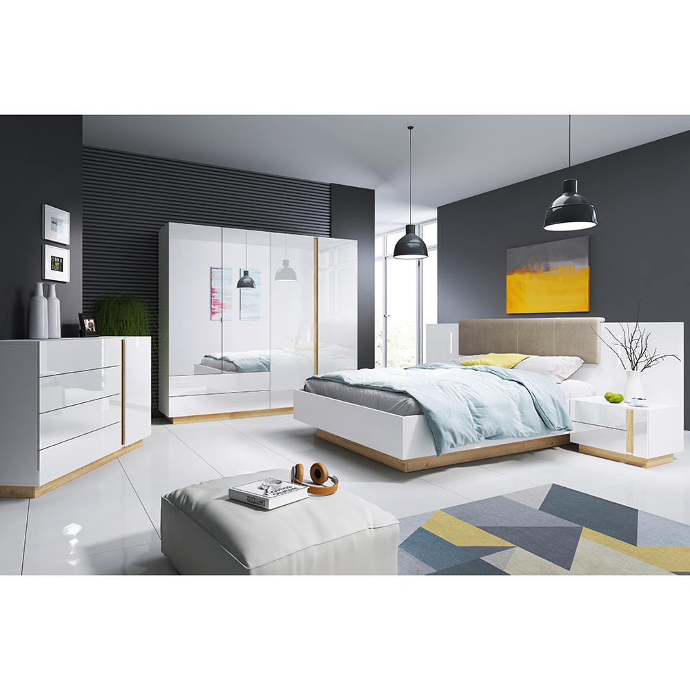 ARCO | nízká vitrína 72 | 72 cm | PUSH OPEN | bílá mat/lesk/dub grandson