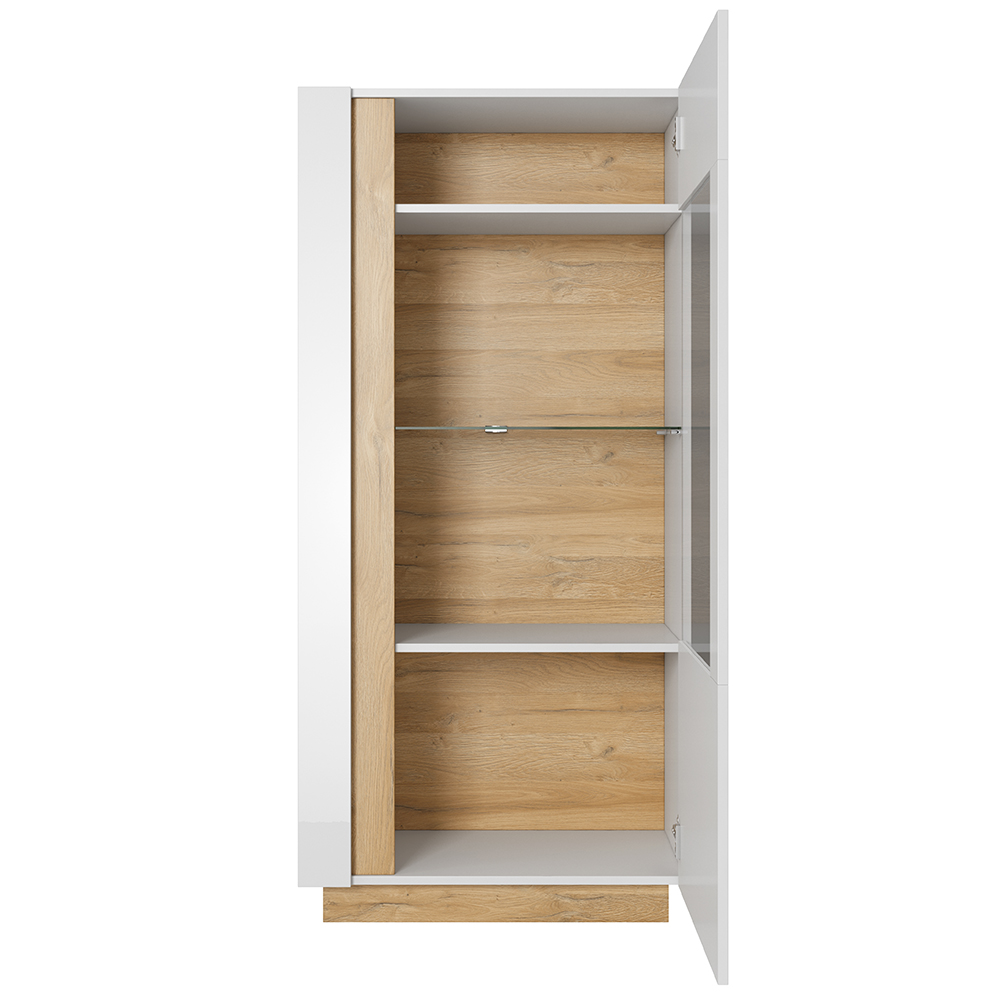 ARCO | nízká vitrína 72 | 72 cm | PUSH OPEN | bílá mat/lesk/dub grandson