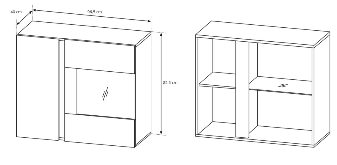 ARCO | závěsná vitrína 96 | 96,5 cm | PUSH OPEN | bílá mat/lesk/dub grandson