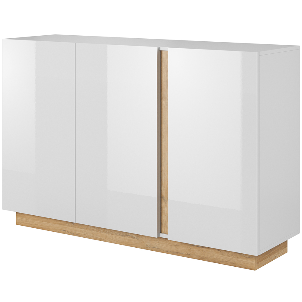 ARCO | komoda 138 3D | 138,2 cm | PUSH OPEN | bílá mat/lesk/dub grandson