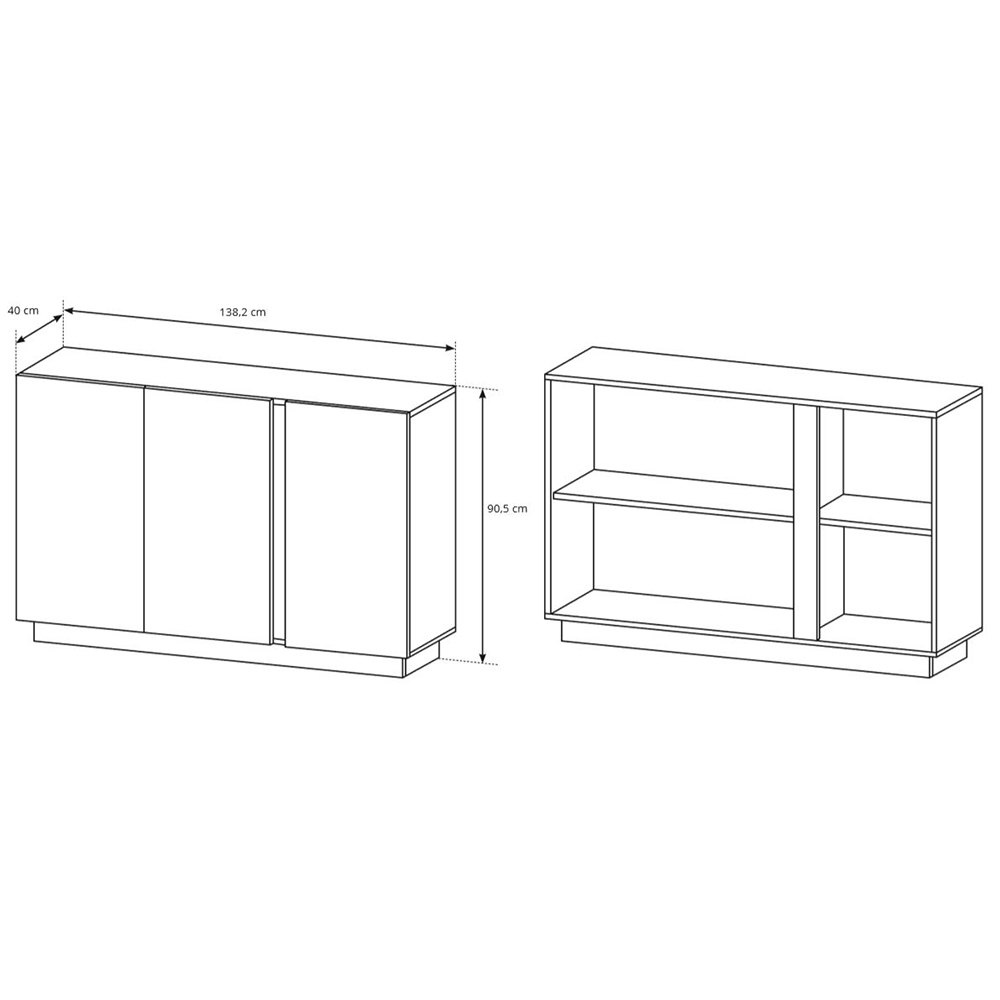 ARCO | komoda 138 3D | 138,2 cm | PUSH OPEN | bílá mat/lesk/dub grandson
