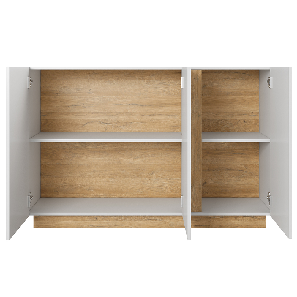 ARCO | komoda 138 3D | 138,2 cm | PUSH OPEN | bílá mat/lesk/dub grandson