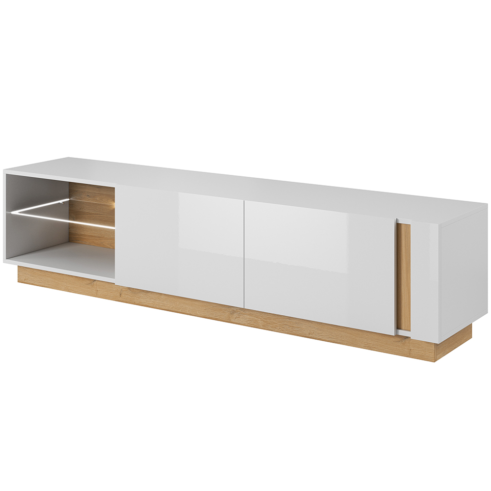 ARCO | TV stolek RTV 187 | 187,5 cm | PUSH OPEN | bílá mat/lesk/dub grandson