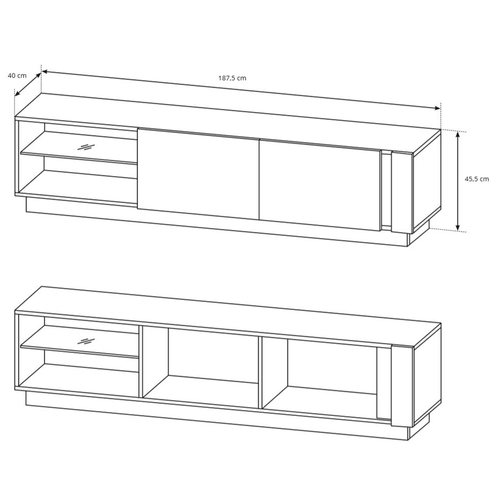 ARCO | TV stolek RTV 187 | 187,5 cm | PUSH OPEN | bílá mat/lesk/dub grandson
