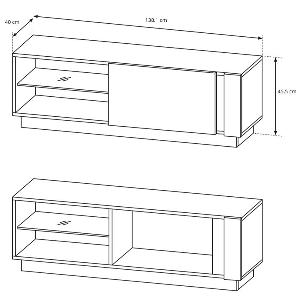 Obývací stěna ARCO s komodou | 6 dílů | 270 cm + 138 cm + 100x60 cm | bílá mat/lesk/dub grandson