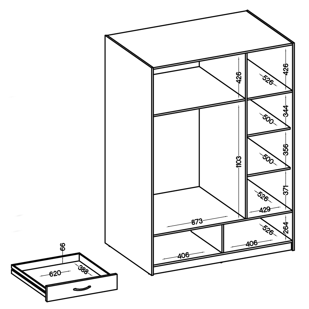 Šatní skříň STELLA | 135 cm | ÚZKÁ | buk