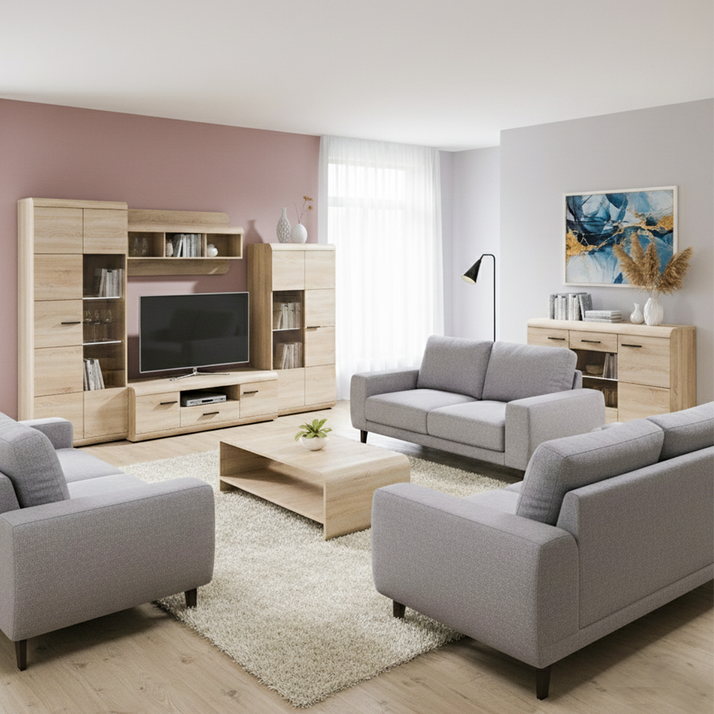 Obývací stěna LINK s | 6 dílů | sestava A | 298 + 120 + 120x60 cm | sonoma