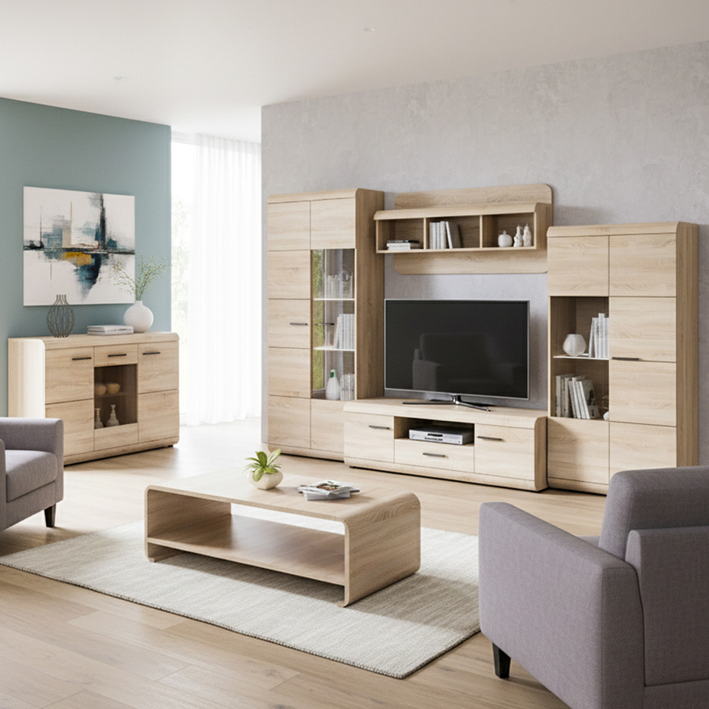 Obývací stěna LINK s | 6 dílů | sestava A | 298 + 120 + 120x60 cm | sonoma