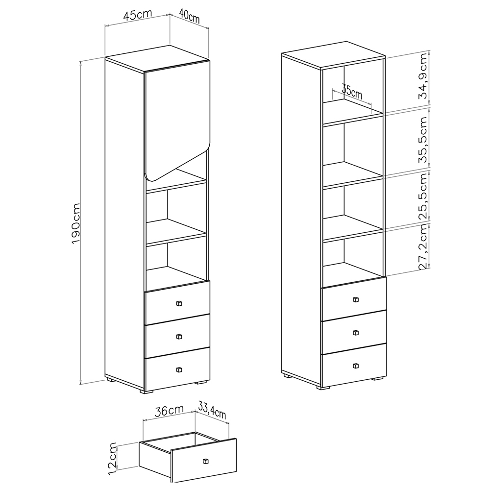 Dětský pokoj DELTA | sestava C1 | 5 dílů | dub/antracit