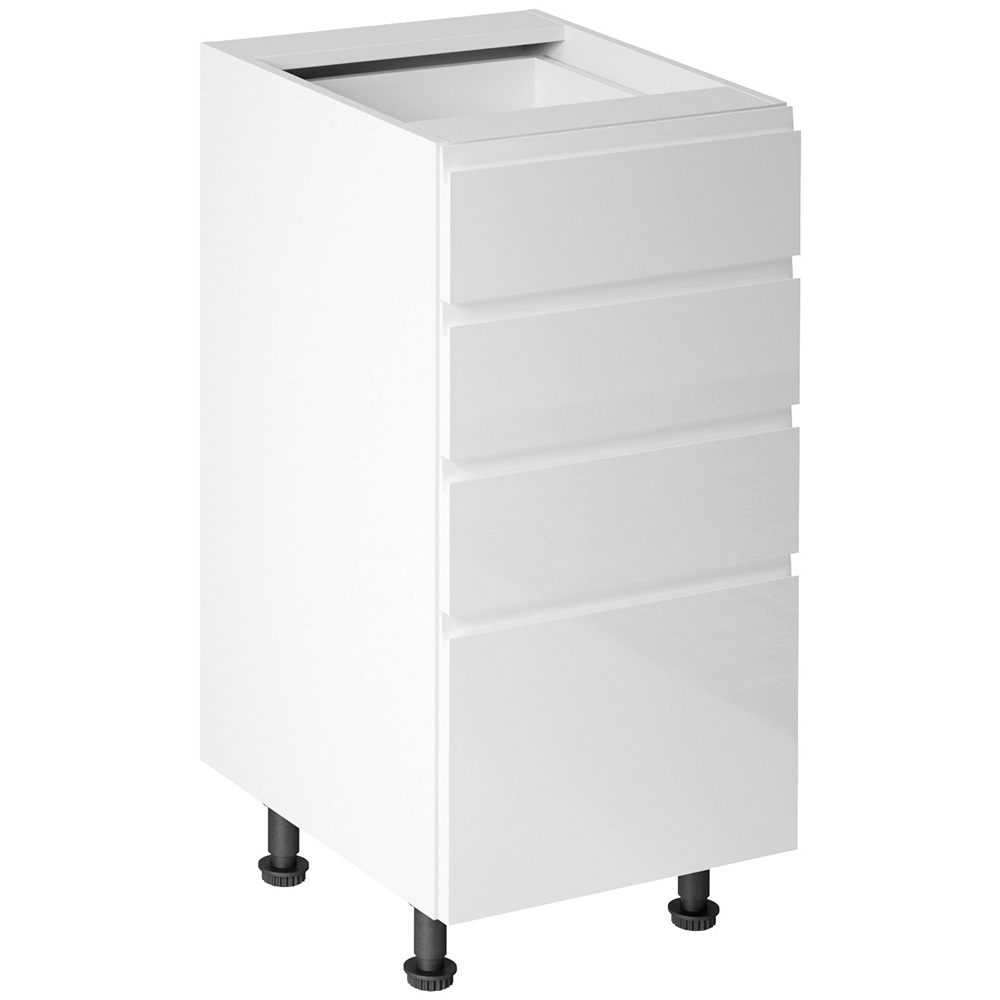 ASPEN b | dolní skříňka D40S4 se zásuvkami METALBOX | 40 cm | SOKL v CENĚ | bílá lesk