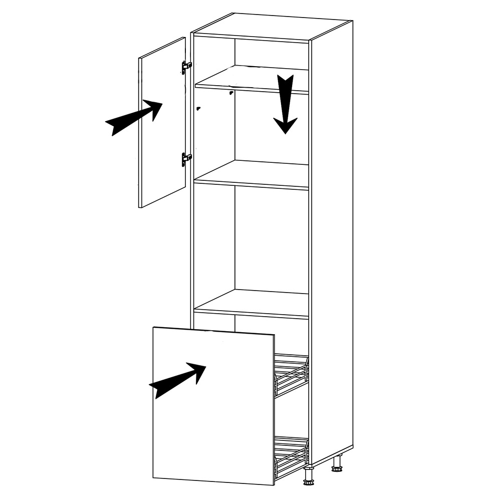 ASPEN gr | skříňka D60P pro vestavnou troubu | LEVÁ | šedá lesk