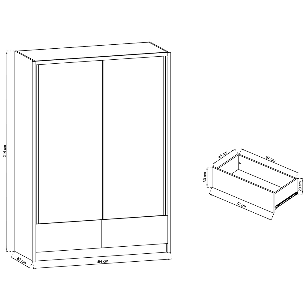 Šatní skříň ARIA I 150 - bílá lesk