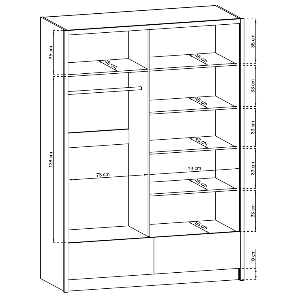 Šatní skříň ARIA I 150 - bílá lesk