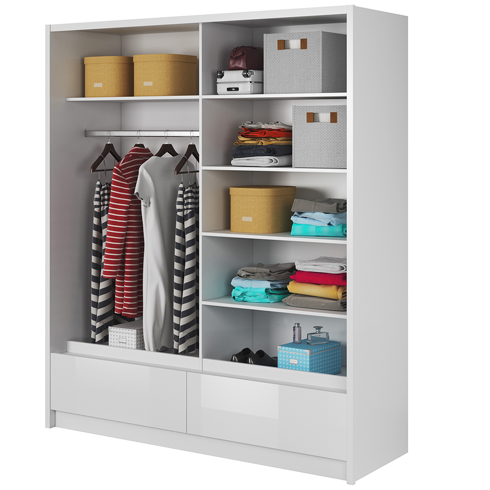 Šatní skříň ARIA II 180 - bílá lesk