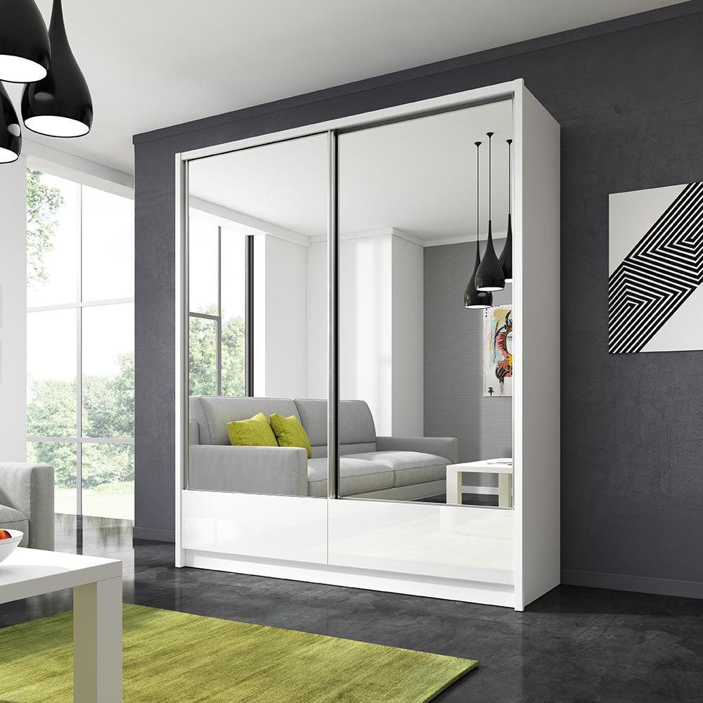 Šatní skříň ARIA II 180 - bílá lesk