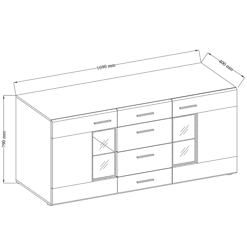 Obývací stěna TANGO + komoda | 235 cm + 169 cm | bílá/sonoma | AKCE do VYPRODÁNÍ
