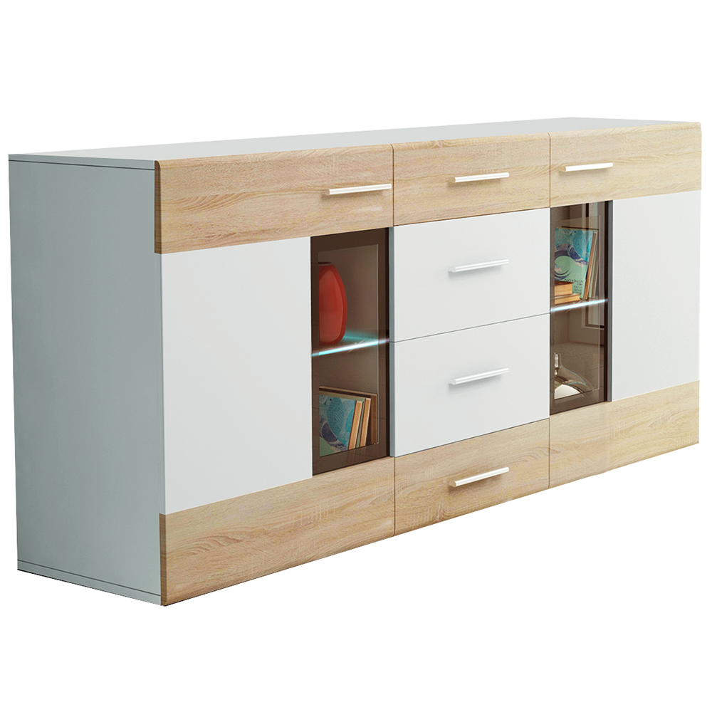 Obývací stěna TANGO + komoda | 235 cm + 169 cm | bílá/sonoma | AKCE do VYPRODÁNÍ