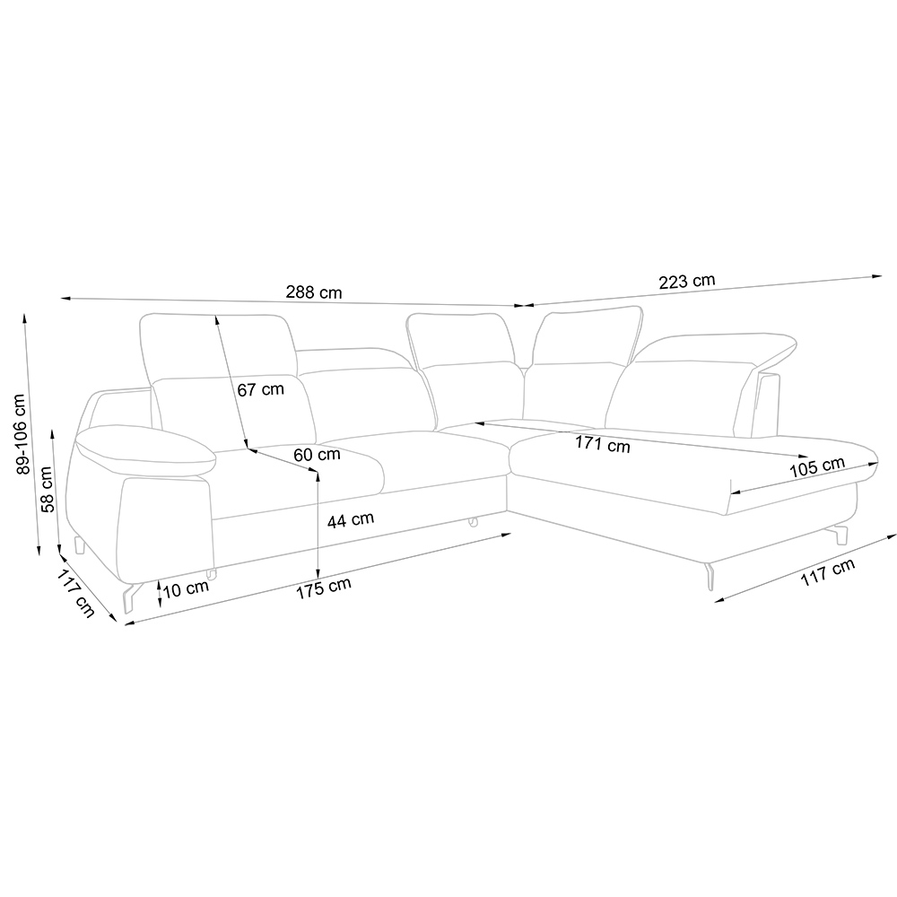 Sedací souprava COBRA | 288x223 | rozkládací + úložný prostor | VÝBĚR TKANIN